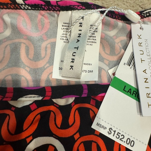 Trina Turk Womens LARGE Echo chain print swim Kimono Tunic cover up NEW - Picture 13 of 16